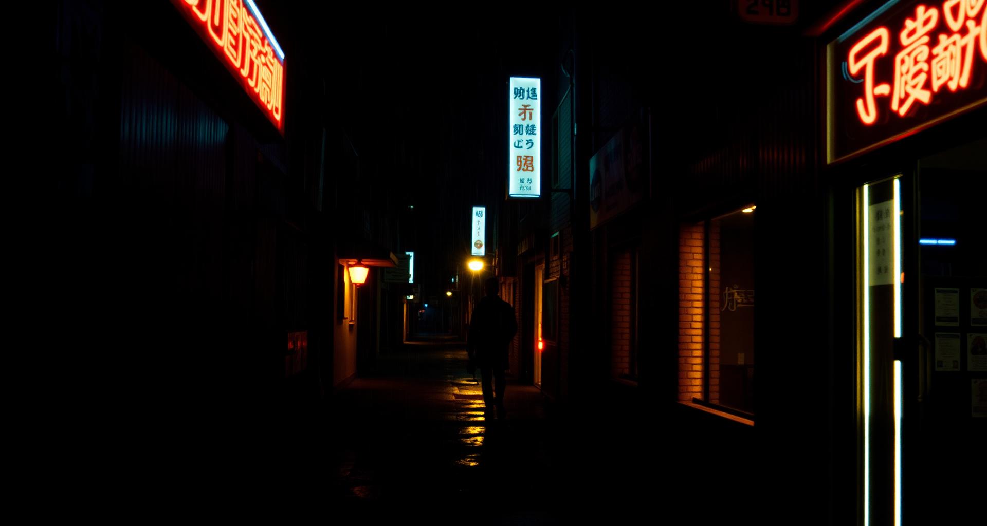 麻豆tv首屏推荐影片《霓虹与暗影》剧照——雨夜街道中的孤独身影